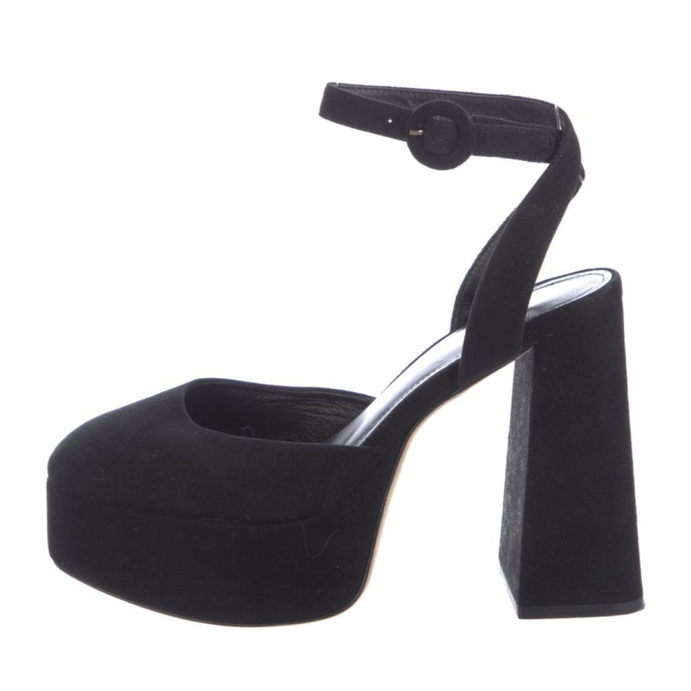 Larroude Black Platform Sandals with Retro Block Heel NWOT